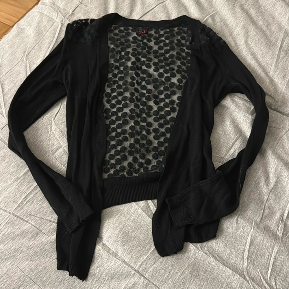 Black cardigan with sheer back